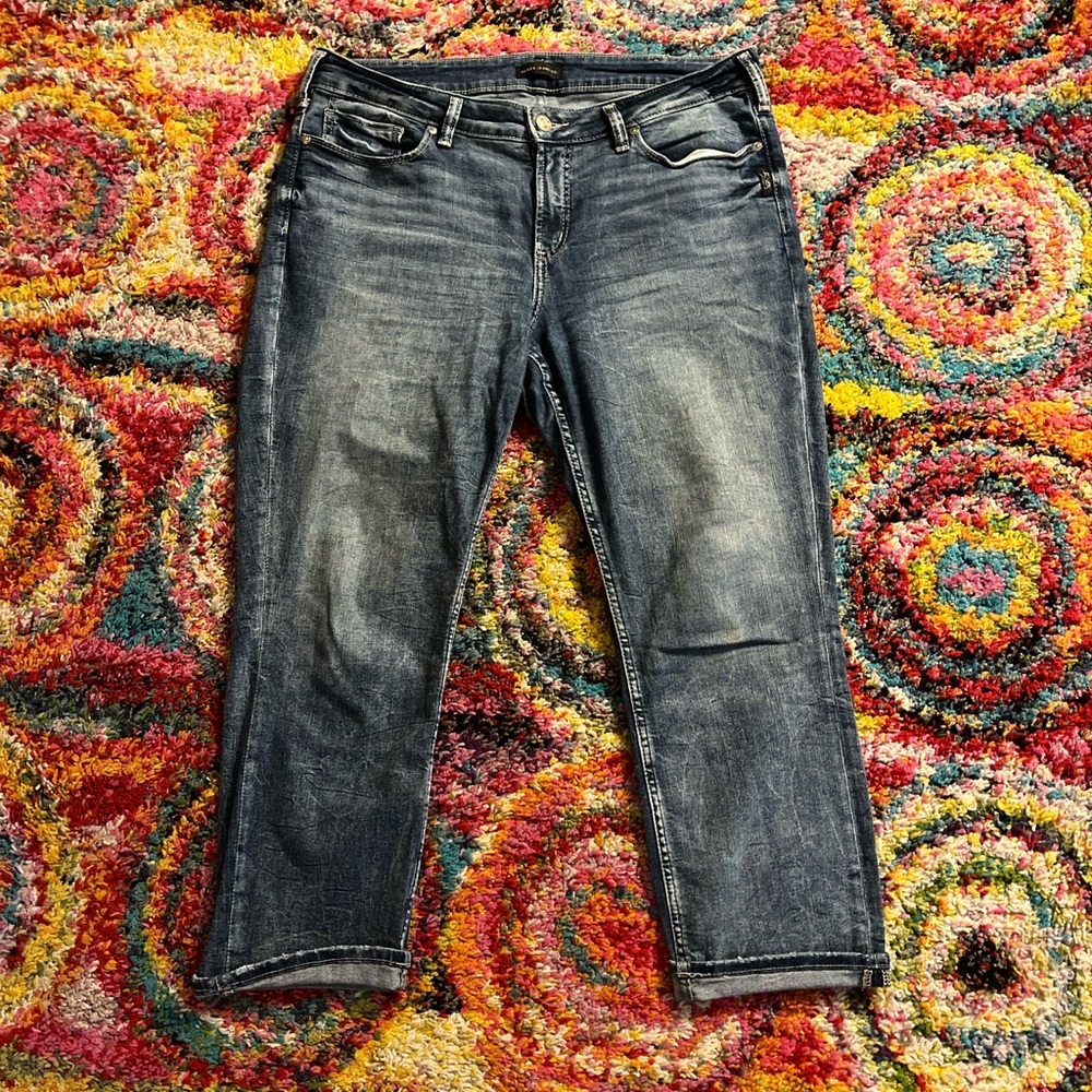 Silver Jeans Suki Straight Crop Dark Blue Denim